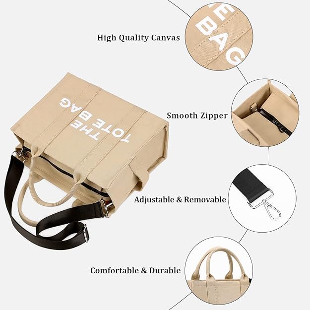 Stylish Women's Tote Bags with Zipper - Canvas, PU Leather & Denim Crossbody Shoulder Bags for Office Work, Travel & Everyday Use | Durable & Fashionable Handbag Purse