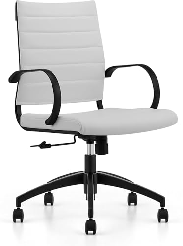 Mid Back White Seat With Black Frame