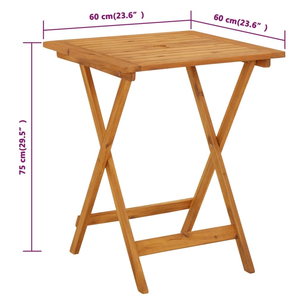 Folding Acacia Wood Patio Table 23.6
