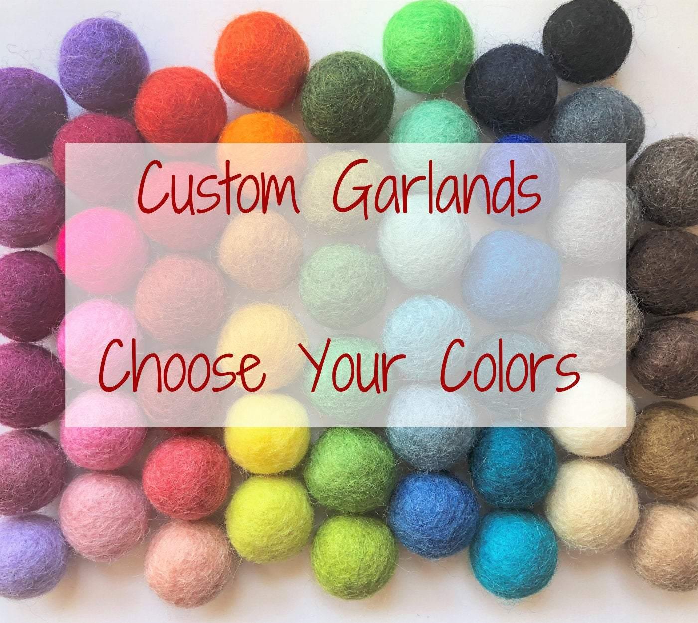 Custom Felt Ball Garland - Handmade Wool Felt Balls Decoration for Parties, Weddings, Nursery & Home Decor - Colorful DIY String for Christmas, Baby Showers & Boho Style Events