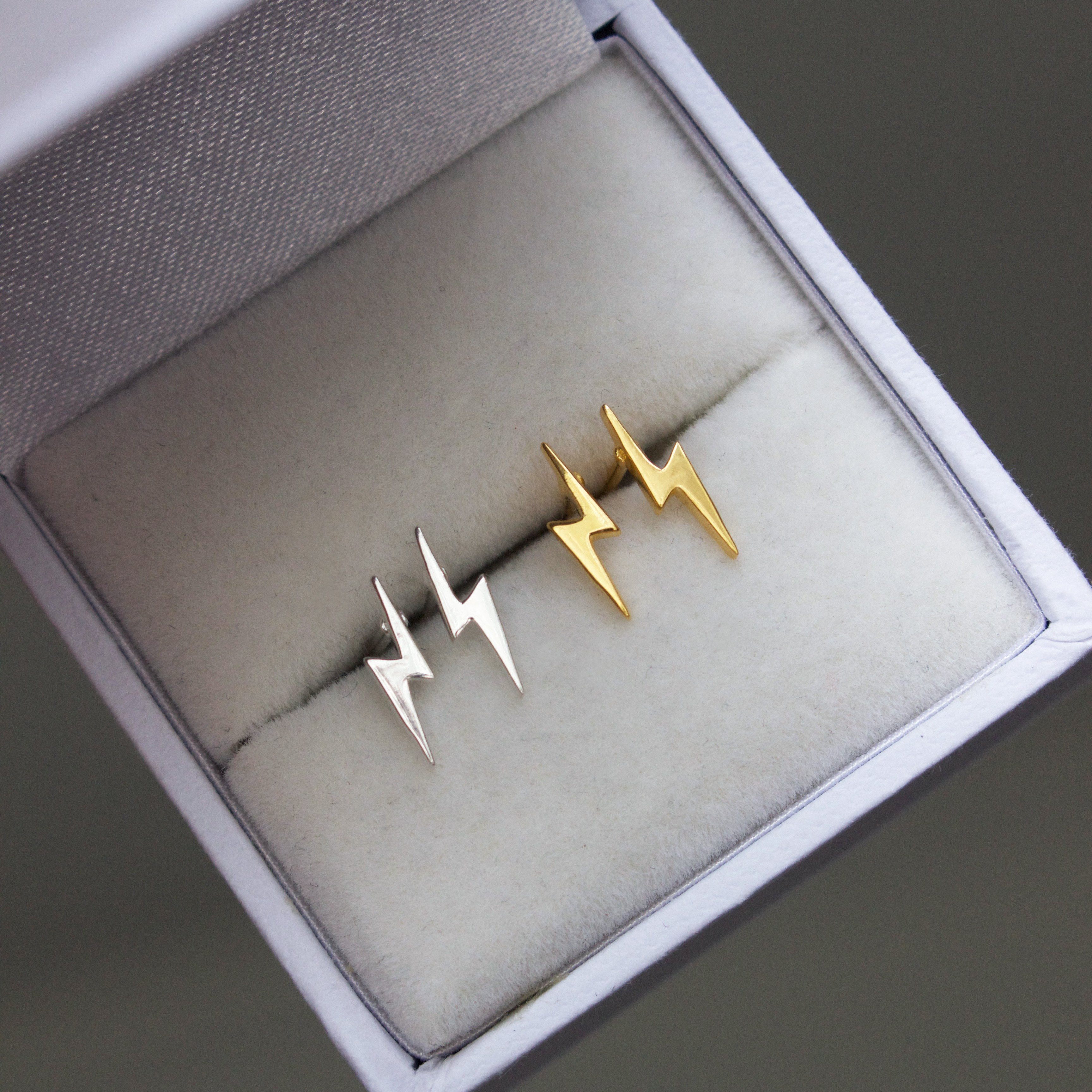 Lightning Bolt Stud Earrings for Women - Punk Rock Gothic Jewelry - Perfect for Concerts, Parties & Everyday Wear