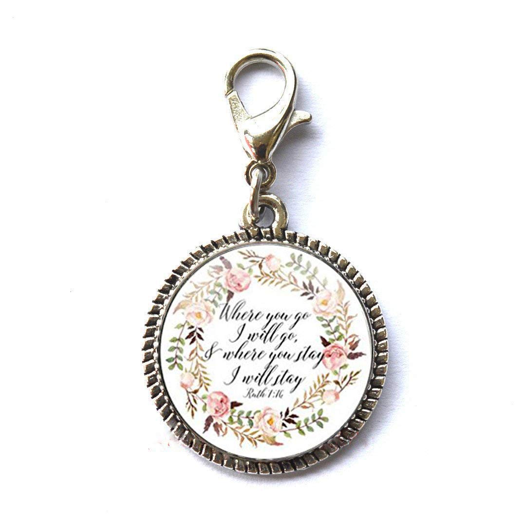 Ruth 1:16 Bible Verse Charm - Jewelry Pendant for Bracelets & Zippers