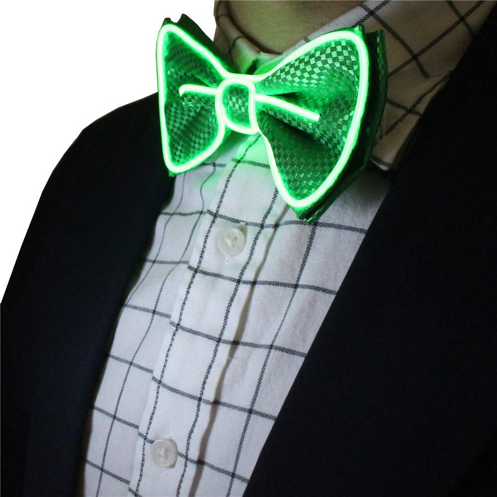 Glowing LED Bow Tie - Adjustable Light Up Bow Tie for Men & Women - Novelty Party Accessory for Halloween, Raves, Weddings & Cosplay