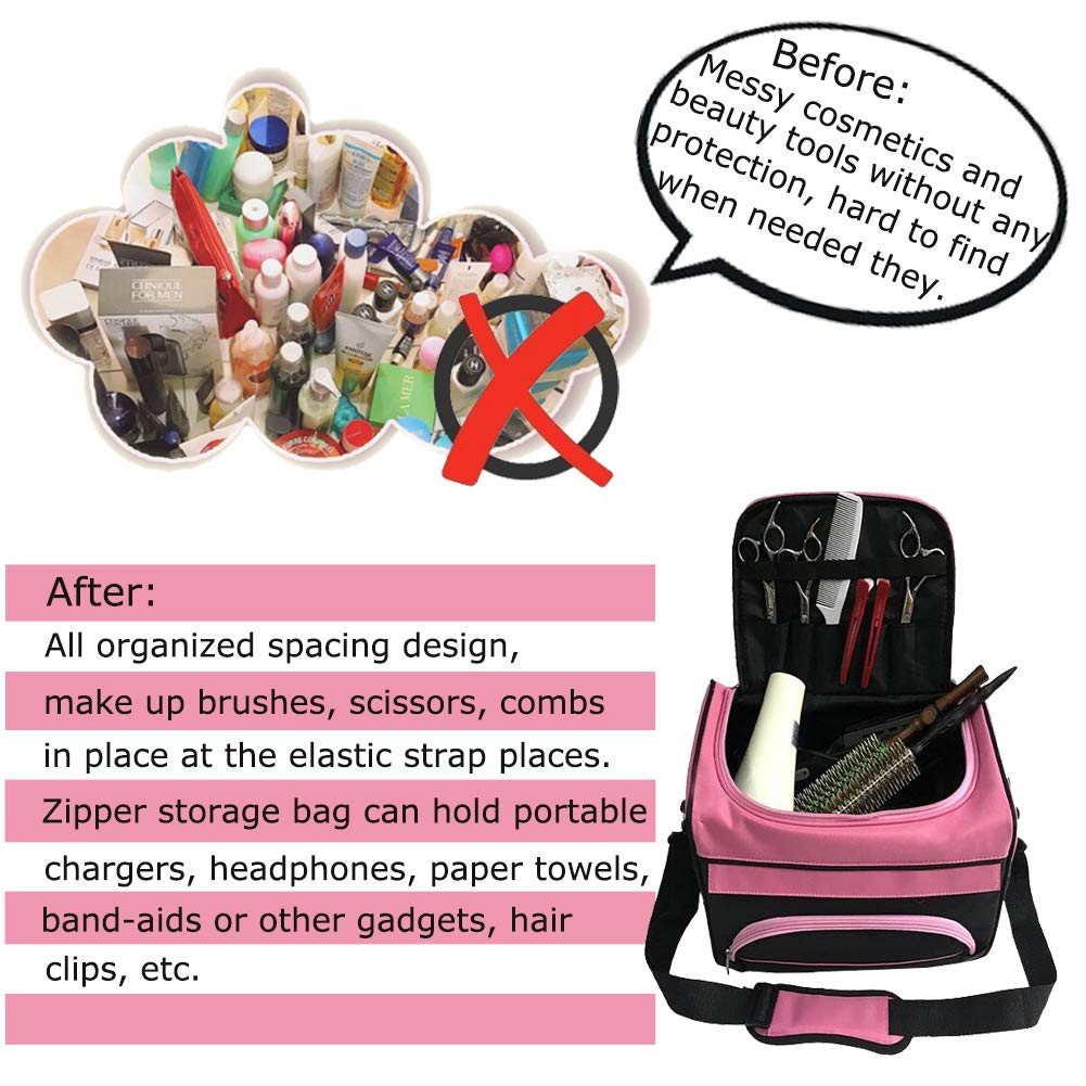 ANGGREK Professional Barber Bag - Large Capacity Salon Hairdressing Organizer for Stylists | Holds Clippers, Scissors & Tools | Travel Cosmetic Case with Adjustable Shoulder Strap | Perfect for Mobile Barbers & Salon Professionals