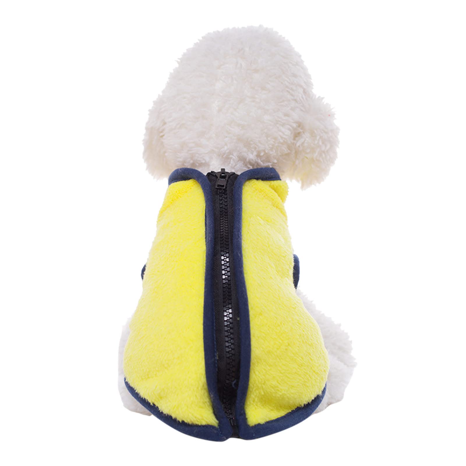 Warm Velvet Soft High Collar Zipper Dog Vest - Autumn/Winter Pet Clothing for Small & Large Dogs (Yellow, Size M) | Perfect for Holiday Outfits & Cold Weather Protection