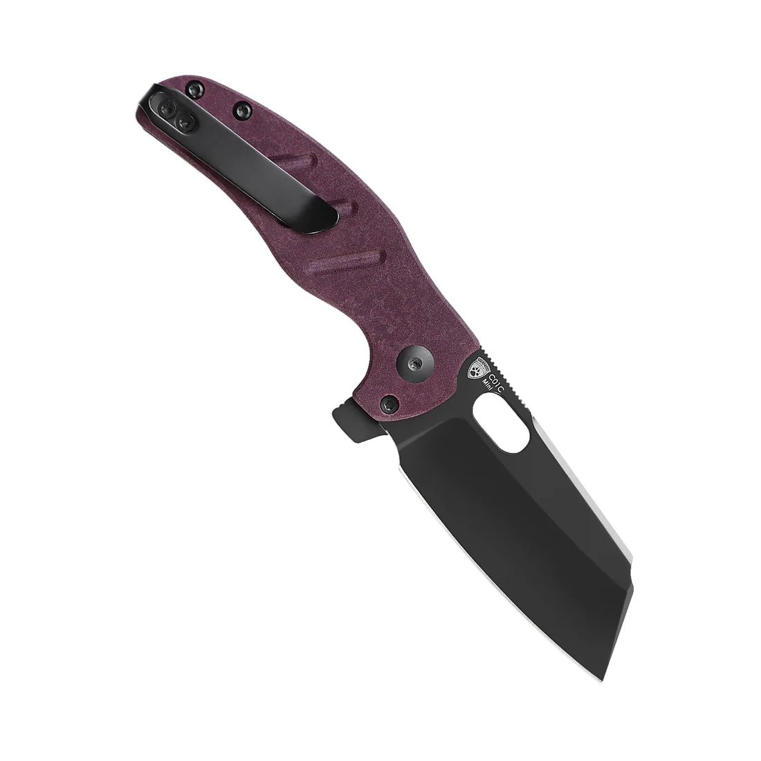 Kizer V3488A5 Vanguard Mini Sheepdog Folding Knife - Black Stonewash Blade & Red Richlite Handles - EDC Pocket Knife for Camping, Hiking, and Outdoor Adventures