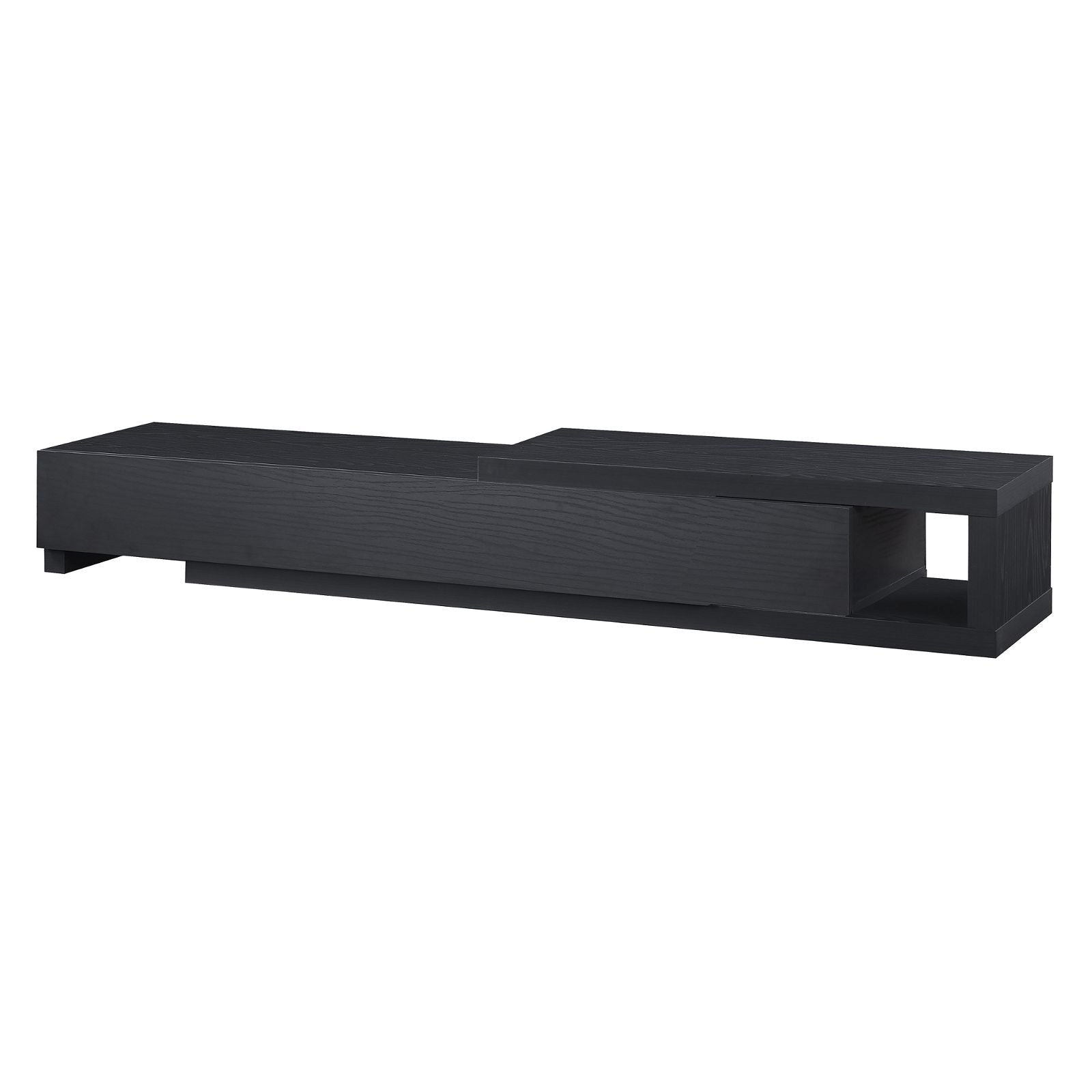 Criterion Durham Extendable TV Stand 260cm - Modern Lowline TV Unit in Black Oak for Living Room & Home Theater Setup
