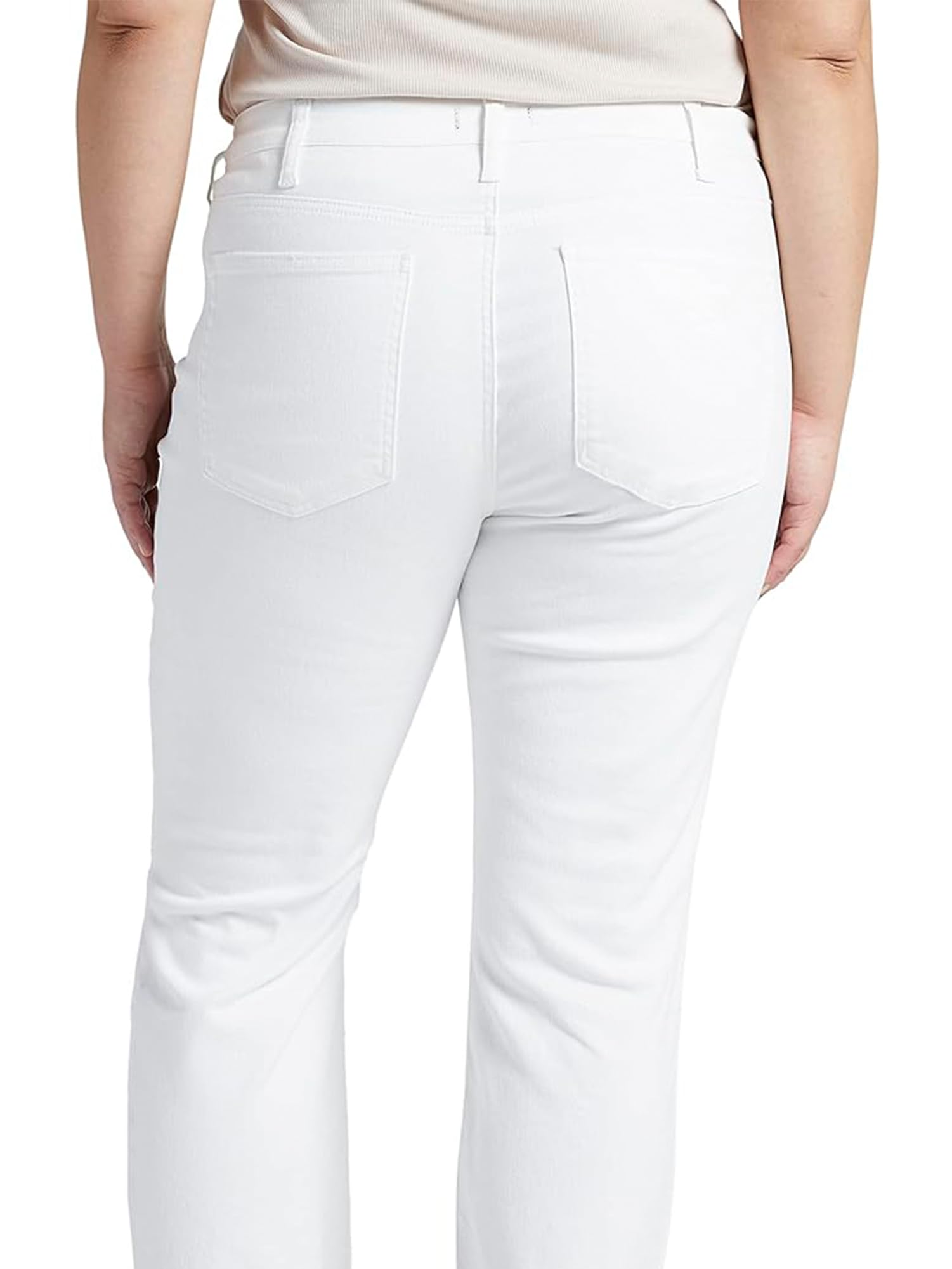 Silver Jeans Co. Women's Plus Size Most Wanted Mid Rise Straight Crop Jeans - Comfortable Stretch Denim Pants for Casual Wear & Everyday Outfits