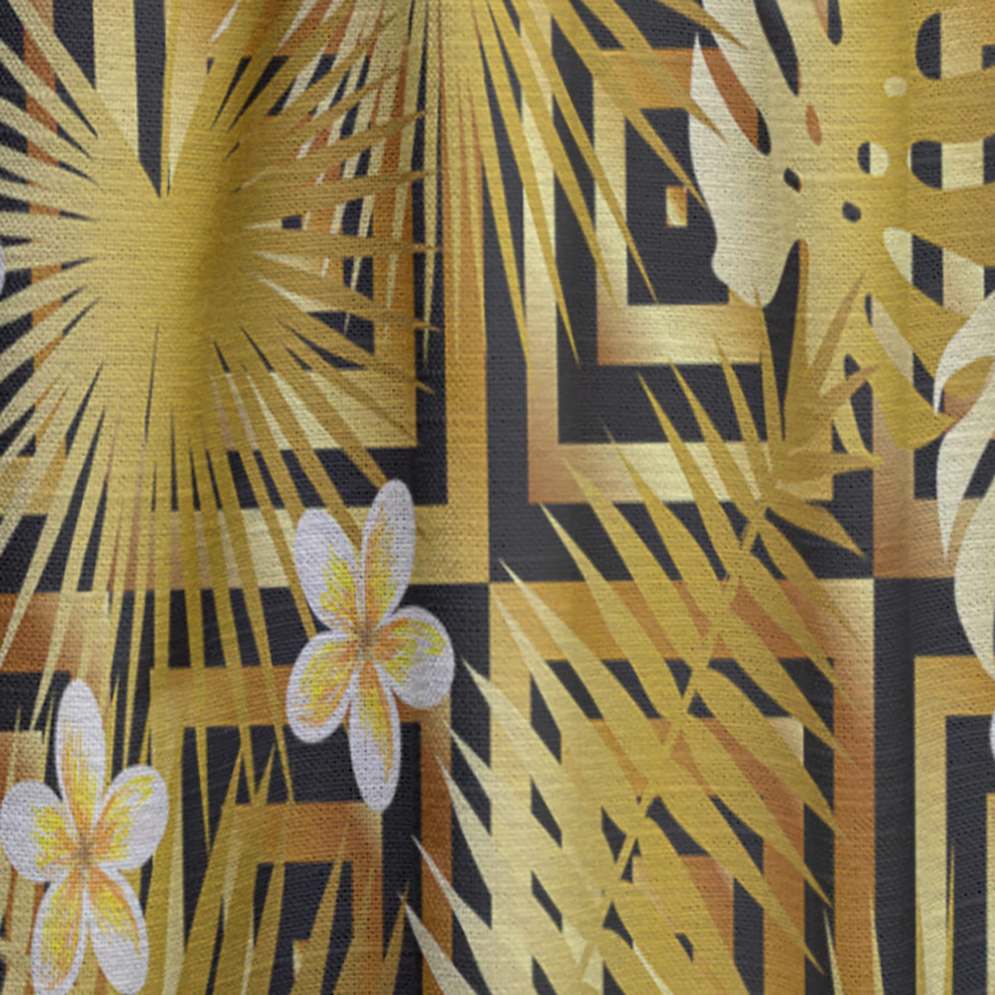 DesignQ Modern Gold Luxury Pattern Thermal Insulated Curtains - Single Panel 52x120 - Elegant Drapes for Bedroom & Living Room - Perfect for Home Decor, Light Blocking & Energy Saving