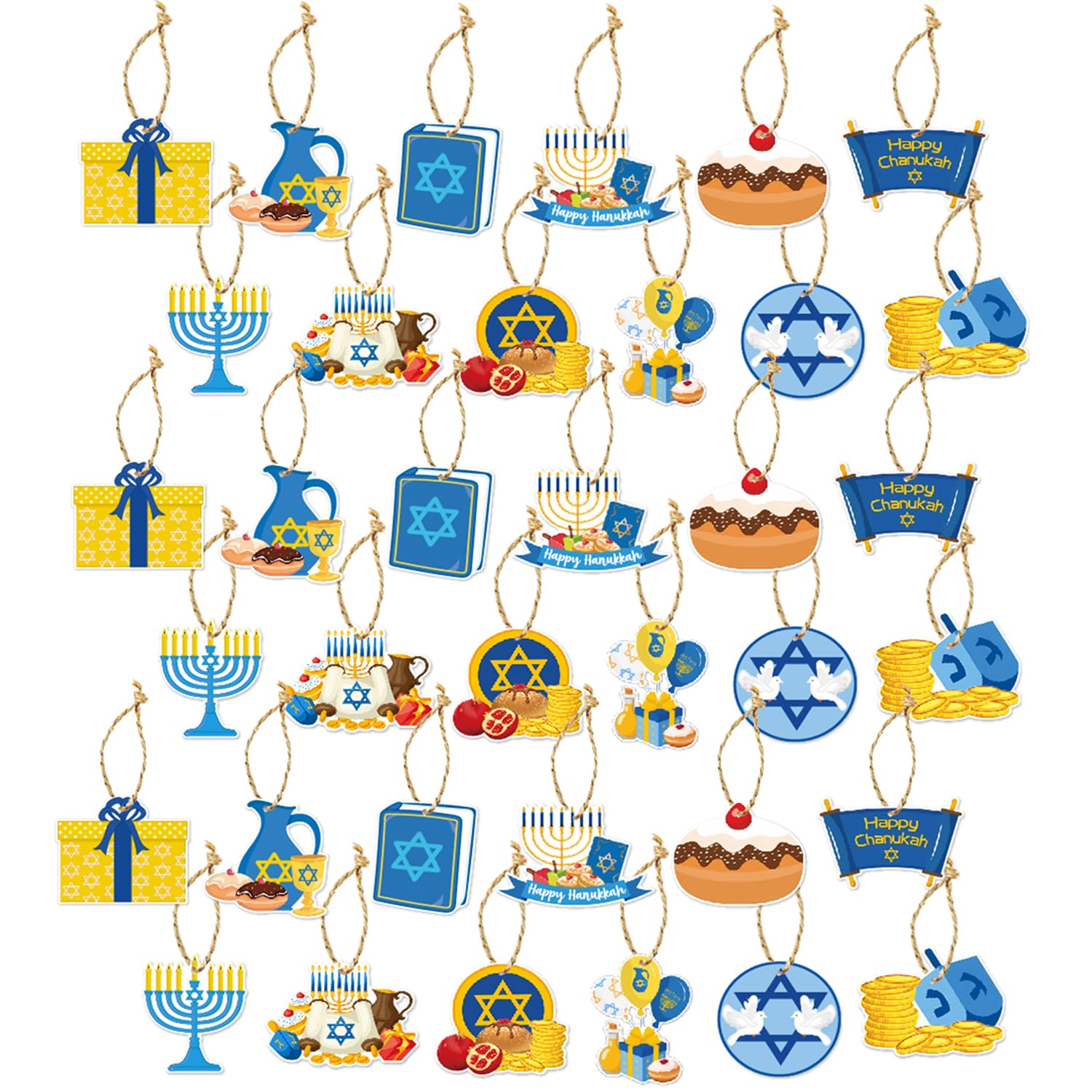 36Pcs Hanukkah Party Hanging Decorations Set - Holiday Christmas Chanukah Birthday Party Supplies, Home Decor for Festival & Celebration - Perfect for Wall, Ceiling, Window and Door Decorations