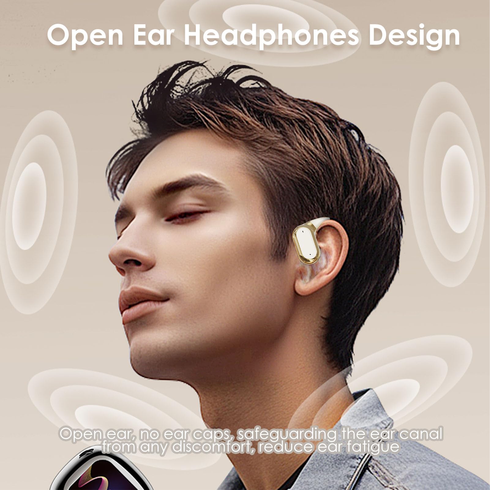 Black Wireless Open-Ear Bluetooth 5.3 Headphones with Powerful Bass - IPX5 Waterproof, Air Conduction Stereo Sound for Running, Cycling & Workout - Comfortable Ear-Hanging Design for All-Day Use