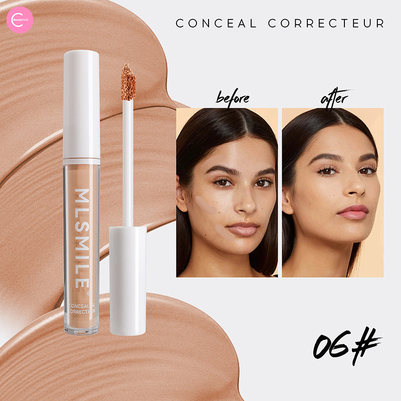 MLSMILE Concealer Corrector - Full Coverage Liquid Makeup for Dark Circles & Blemishes - Perfect for Everyday Wear & Special Occasions