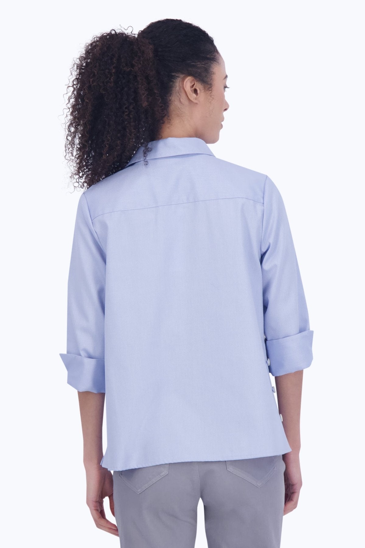 Beatrice No Iron Cavalry Twill 3/4 Sleeve Shirt for Women - Wrinkle-Free Office & Travel Blouse - Perfect for Business Casual & Professional Workwear