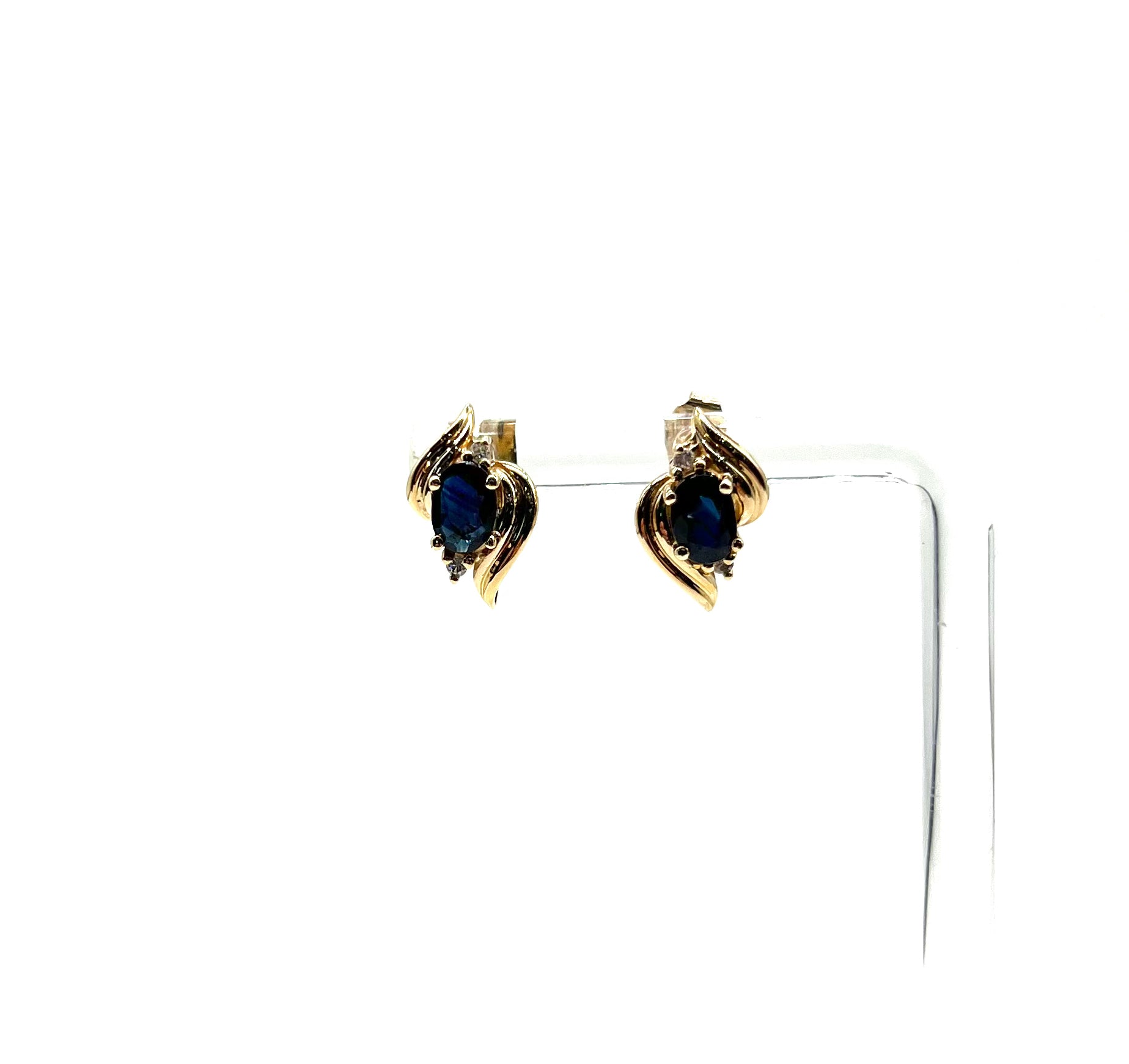 Elegant Sapphire and Diamond Bypass Stud Earrings for Women | 14K White Gold Fine Jewelry | Perfect for Weddings, Anniversaries & Special Occasions