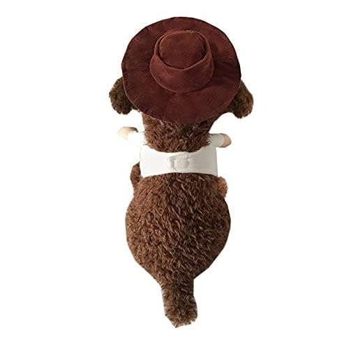 Autumn Cowboy Dog Costume with Hat - Halloween Pet Outfit for Small Dogs & Cats (XS) - Perfect for Halloween Parties & Photo Shoots