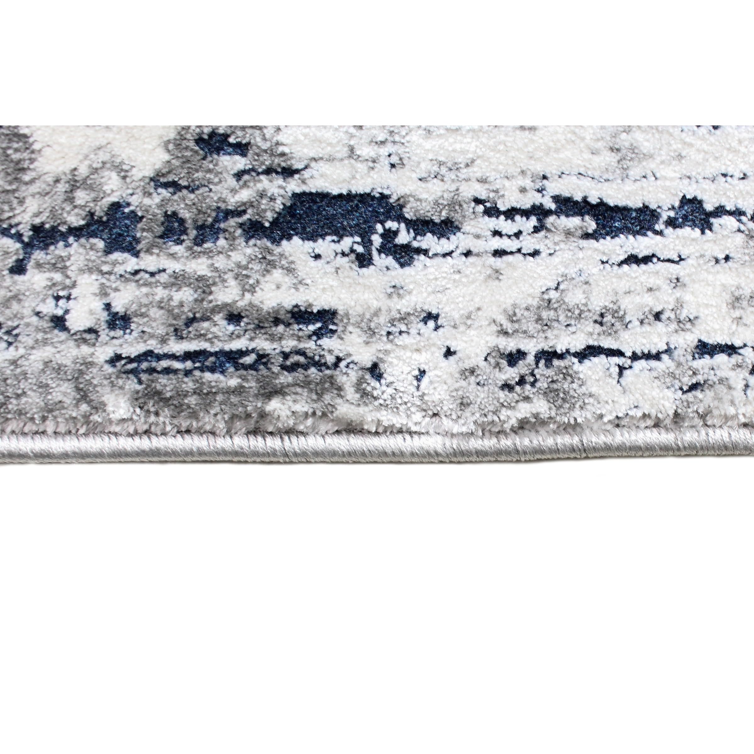 Bashian Collection 5' x 7.6' Grey Blue Area Rug - Luxury Power Loom Polyester Runner Rug for Entryway, Living Room, Bedroom - Soft Non-Slip Home Decor for Modern Housewarming Gift