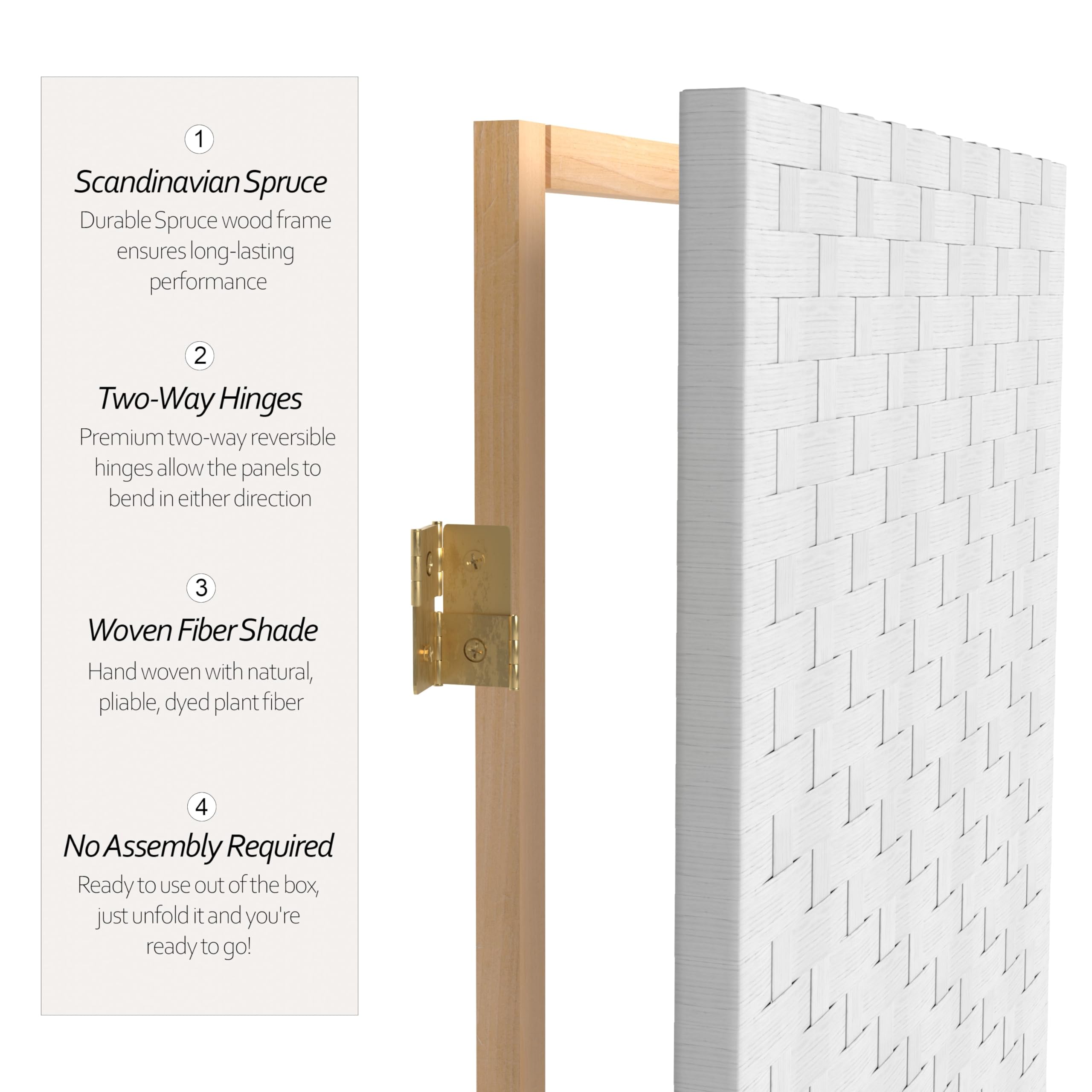 6 ft. Tall White Woven Fiber Room Divider - 5 Panel Red Lantern Design for Home Decor, Office Partition & Event Backdrop | Indoor Privacy Screen & Asian-Inspired Room Separator