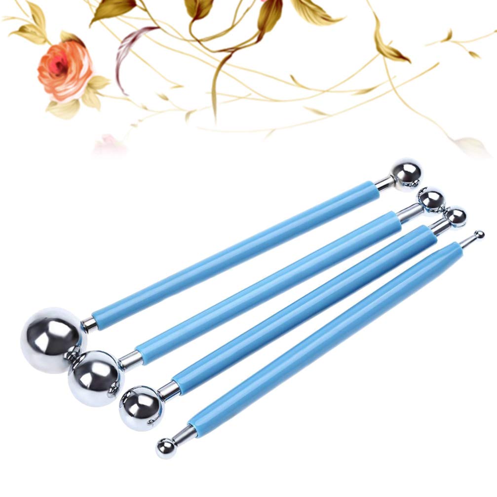 4-Piece Metal Fondant Cake Decorating Tools Set - DIY Gumpaste Modeling Clay Sculpting Kit for Professional Cake Design | Perfect for Birthday, Wedding & Baking Projects