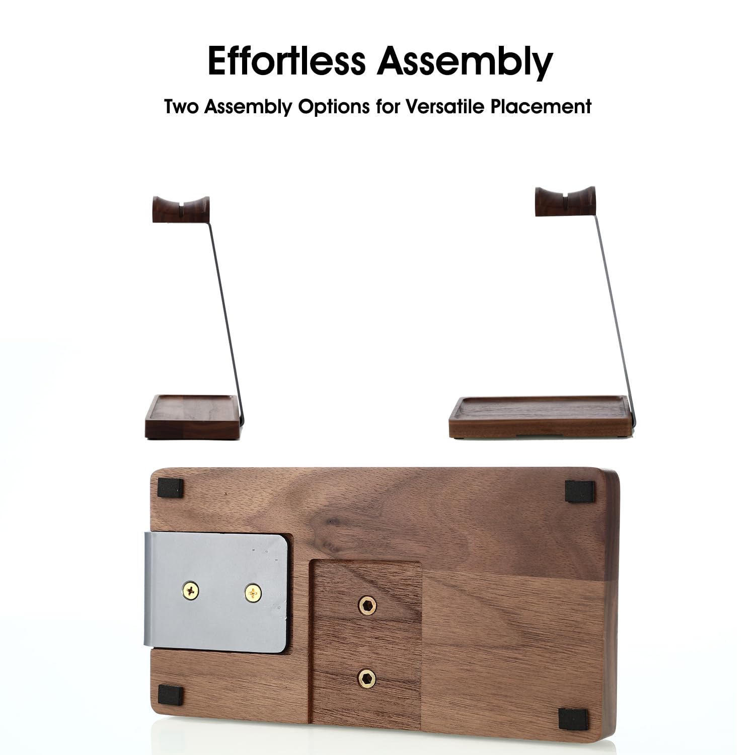 Premium Walnut Wood Headphone Stand with Storage Base - Stylish Desk Organizer for AirPods Max, Bose, Sony, Sennheiser & Gaming Headsets - Perfect Gift for Audiophiles & Gamers - Ideal for Home Office, Gaming Setup & Studio Use