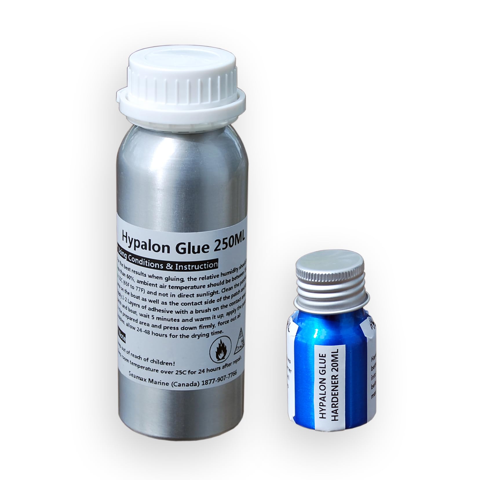 Seamax Professional 2-Part Marine Adhesive 250ml - Hypalon Inflatable Boat Repair Kit | Waterproof Sealant for Dinghy & RIBs | Long-Lasting Aluminum Bottle Storage | Perfect for Emergency Repairs & DIY Boat Maintenance