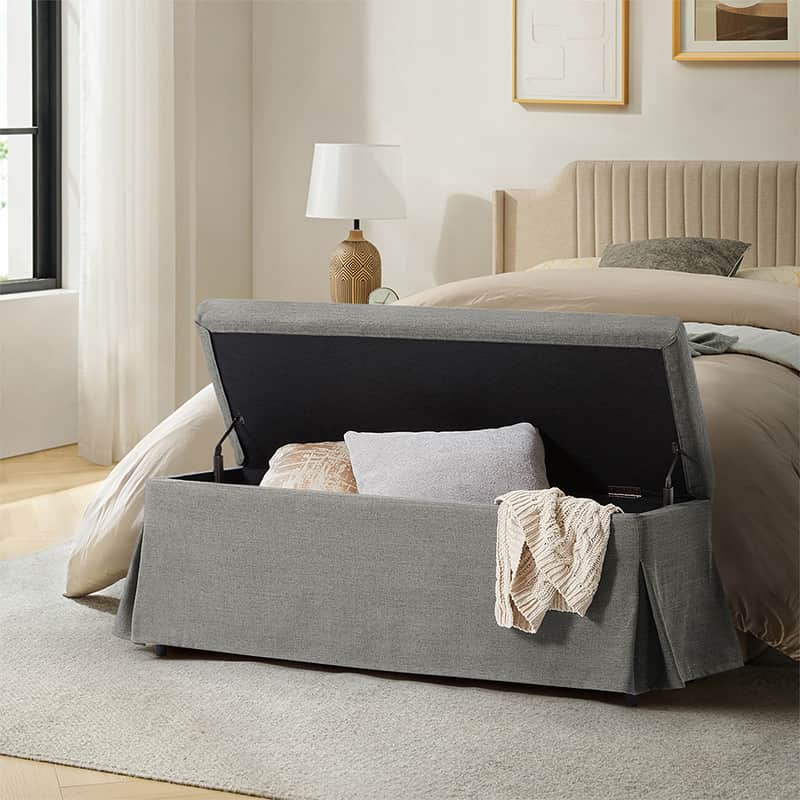 Zenobia Bench with Hidden Shoe Storage & Removable Slipcover - Entryway Seating with Storage for Shoes, Hats & Accessories - Perfect for Hallway, Bedroom or Mudroom Organization