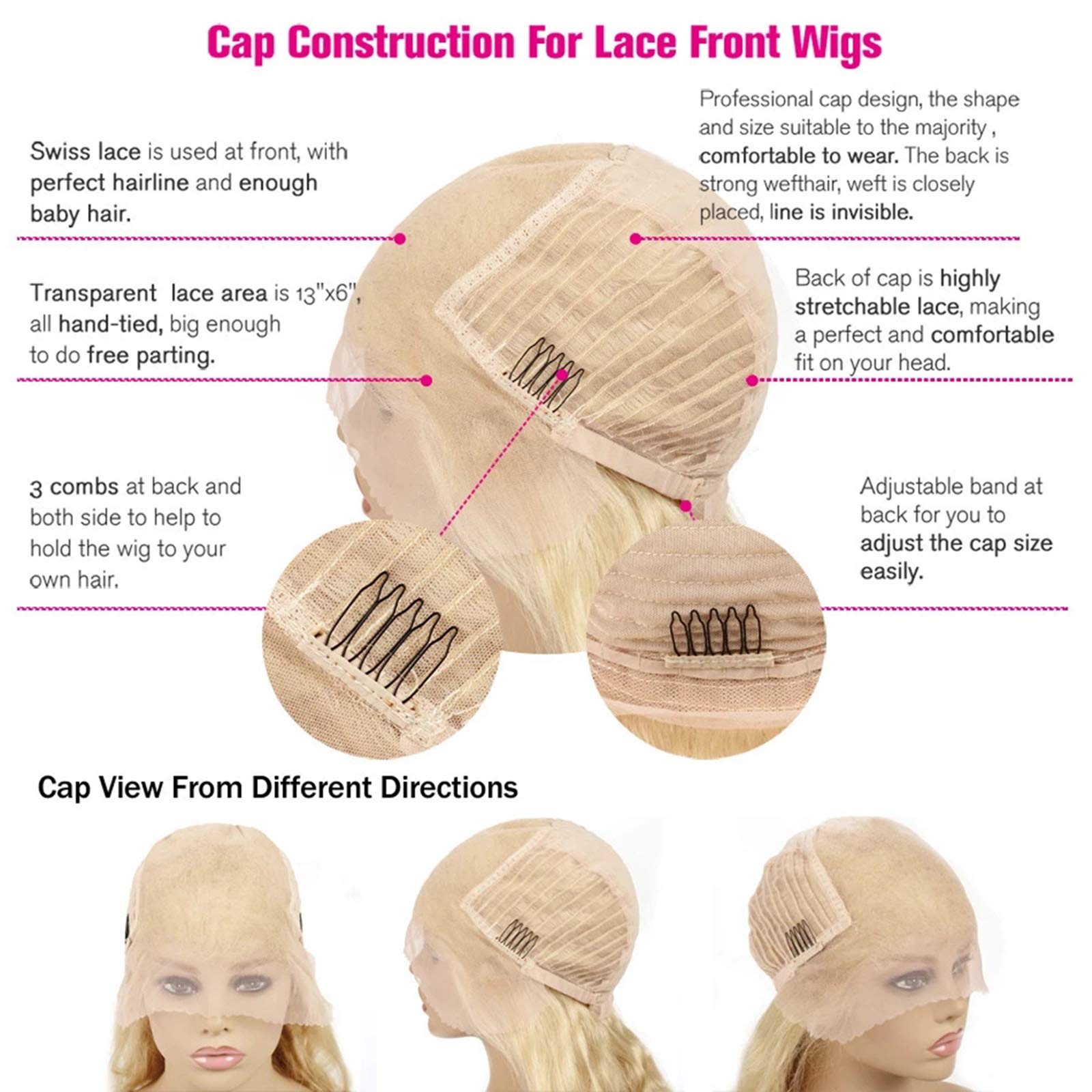 Ubetta 13x6 Straight Lace Front Wig - 16Inch Brazilian 613 Blonde Human Hair with Pre-Plucked Hairline & Bleached Knots | Natural Baby Hair & Middle Part | Perfect for Black Women | Great for Daily Wear, Cosplay & Special Occasions