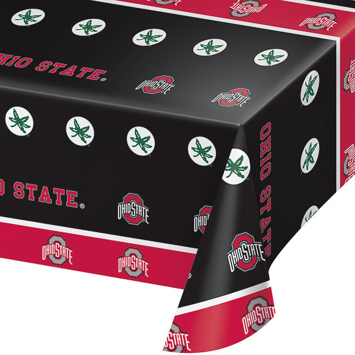 12-Piece Bulk Ohio State University Plastic Table Covers - Perfect for Game Day Parties, Tailgates & School Events