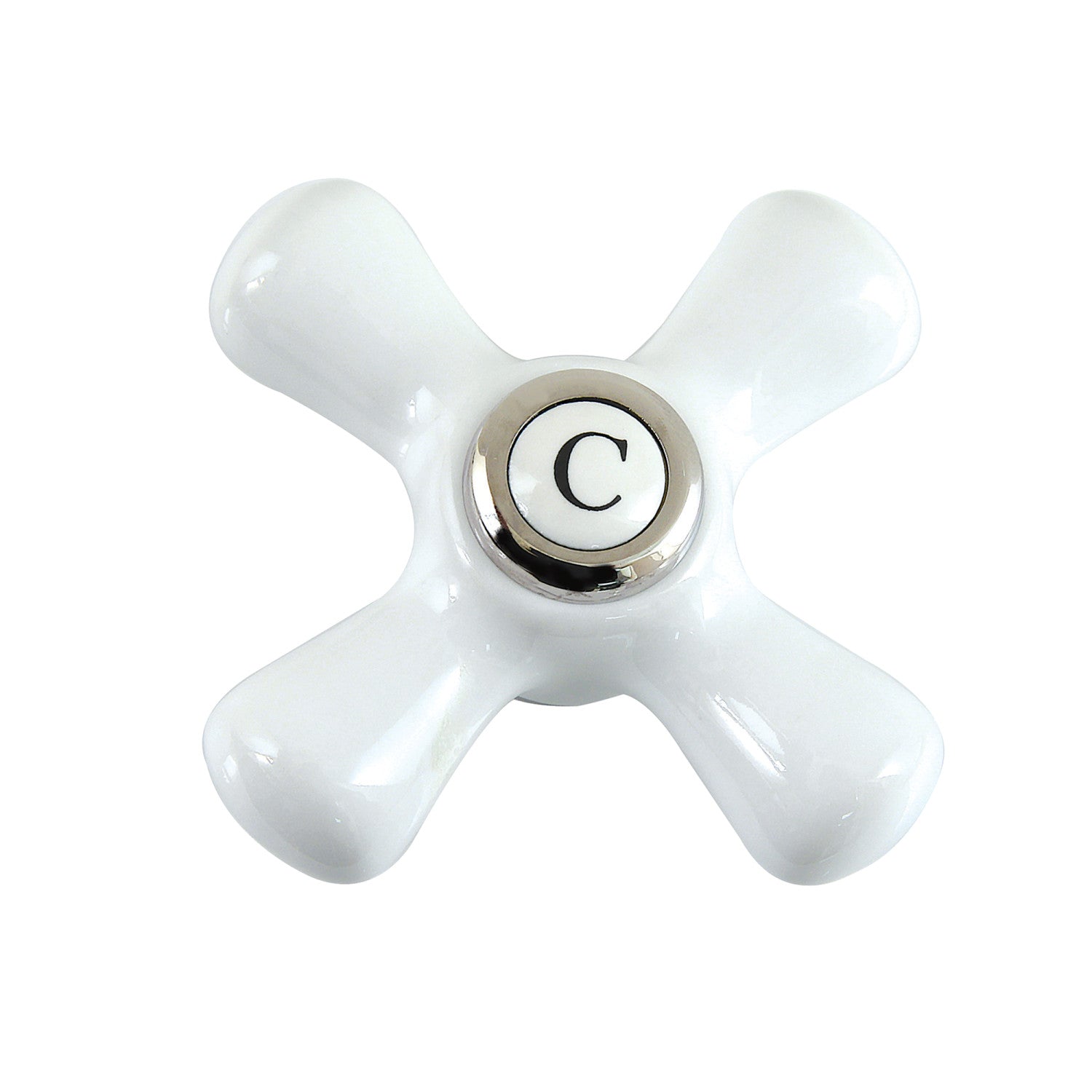 Vintage Aqua AECX6C Porcelain Cross Handle Faucet (Cold Side) - Polished Nickel Finish for Bathroom & Kitchen Sink Installation