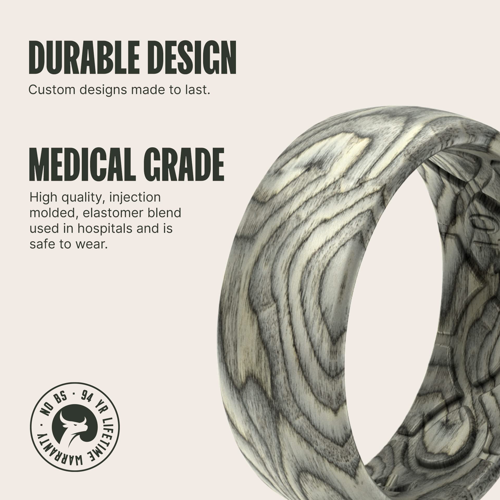 Groove Life Nomad Silicone Wedding Band for Men - Breathable Rubber Ring with Unique Design & Lifetime Warranty - Perfect for Active Lifestyle, Gym, Travel & Outdoor Adventures