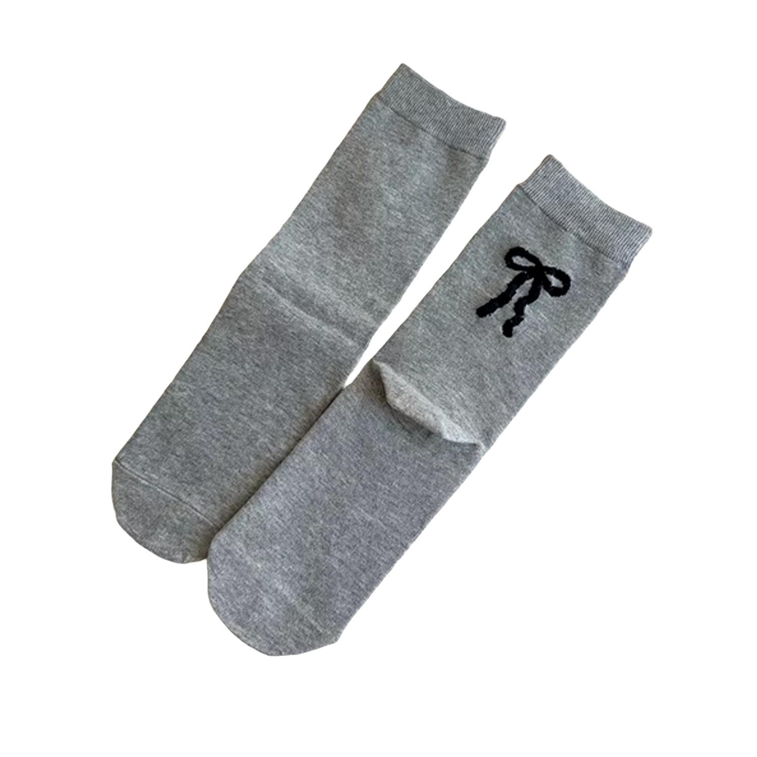 FLOOF Betty Bow Sock in Grey - Stylish Women's Ankle Socks with Decorative Bow for Casual Wear, Workout & Everyday Comfort