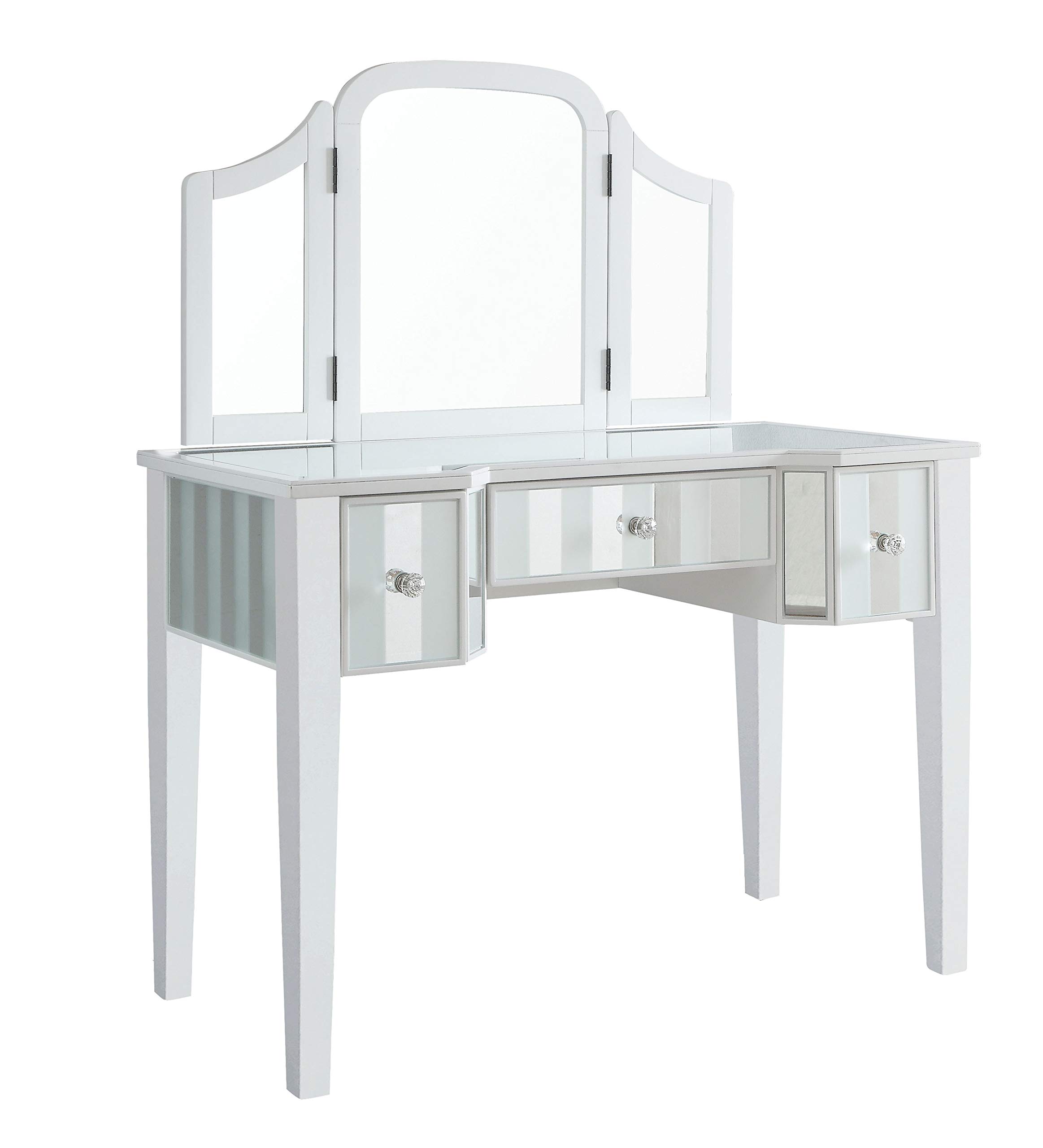 HOMES: Inside + Out Rovaniemi Vanity Set with Mirror, White - Modern Bathroom Vanity for Small Spaces, Perfect for Makeup & Skincare Organization