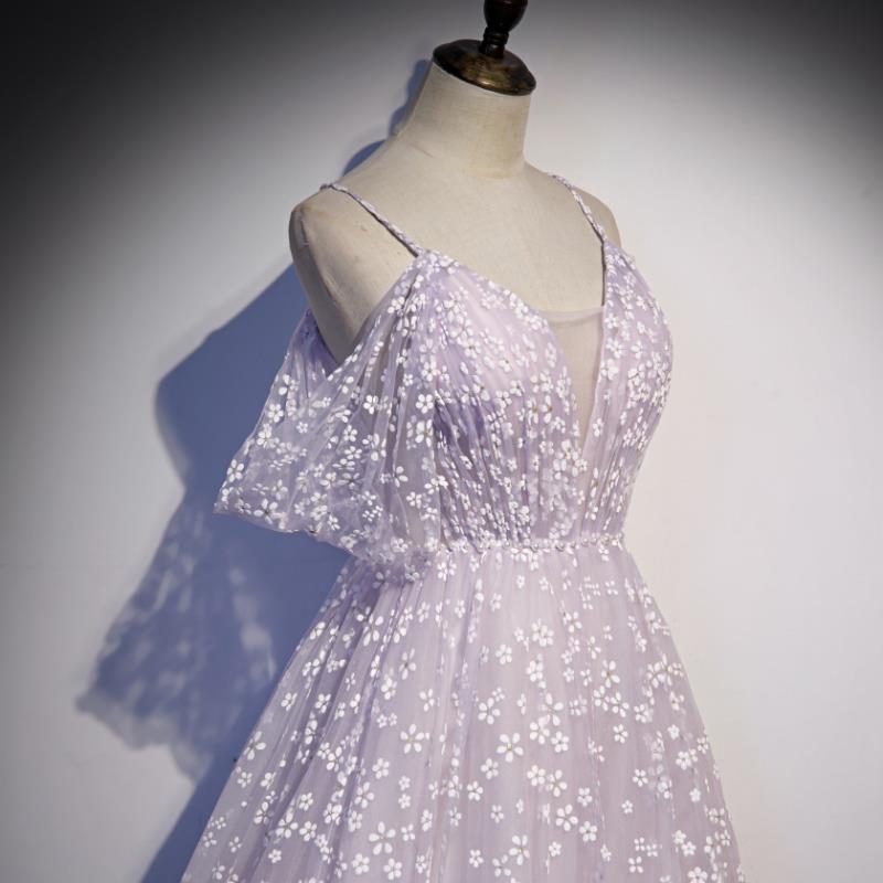 Elegant Off Shoulder Purple Tulle Prom Dress - Long Evening Gown for Birthday Party, Homecoming, Quinceanera & Special Occasions
