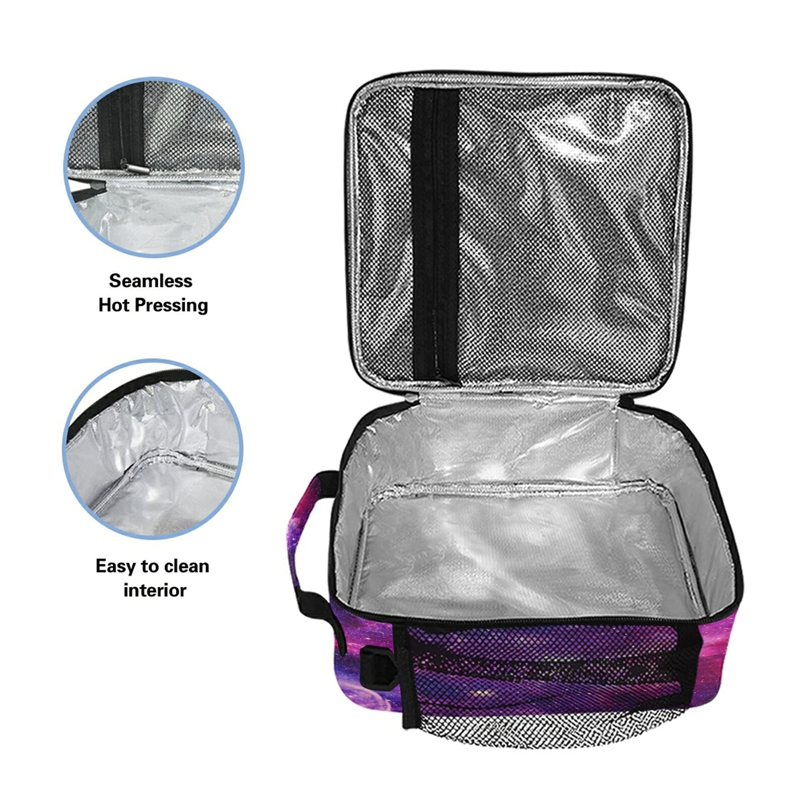 Galaxy Nebula Insulated Lunch Bag for Women & Teens - Cooler Tote with Freezable Shoulder Strap, Waterproof Picnic Meal Bag for School, Office, Work - Perfect for Lunch Breaks, Outdoor Adventures & Daily Commute