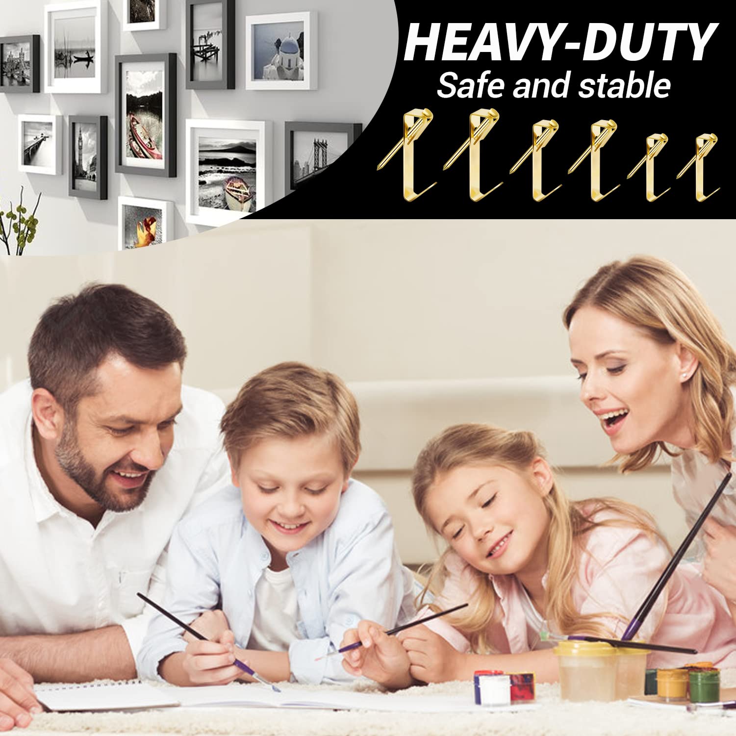 120 Pcs Heavy Duty Picture Hanging Kit - 100lb/50lb/30lb Wall Hooks with Nails for Drywall & Wood - Professional Photo Frame Hangers for Home Gallery, Office Decor & Art Display