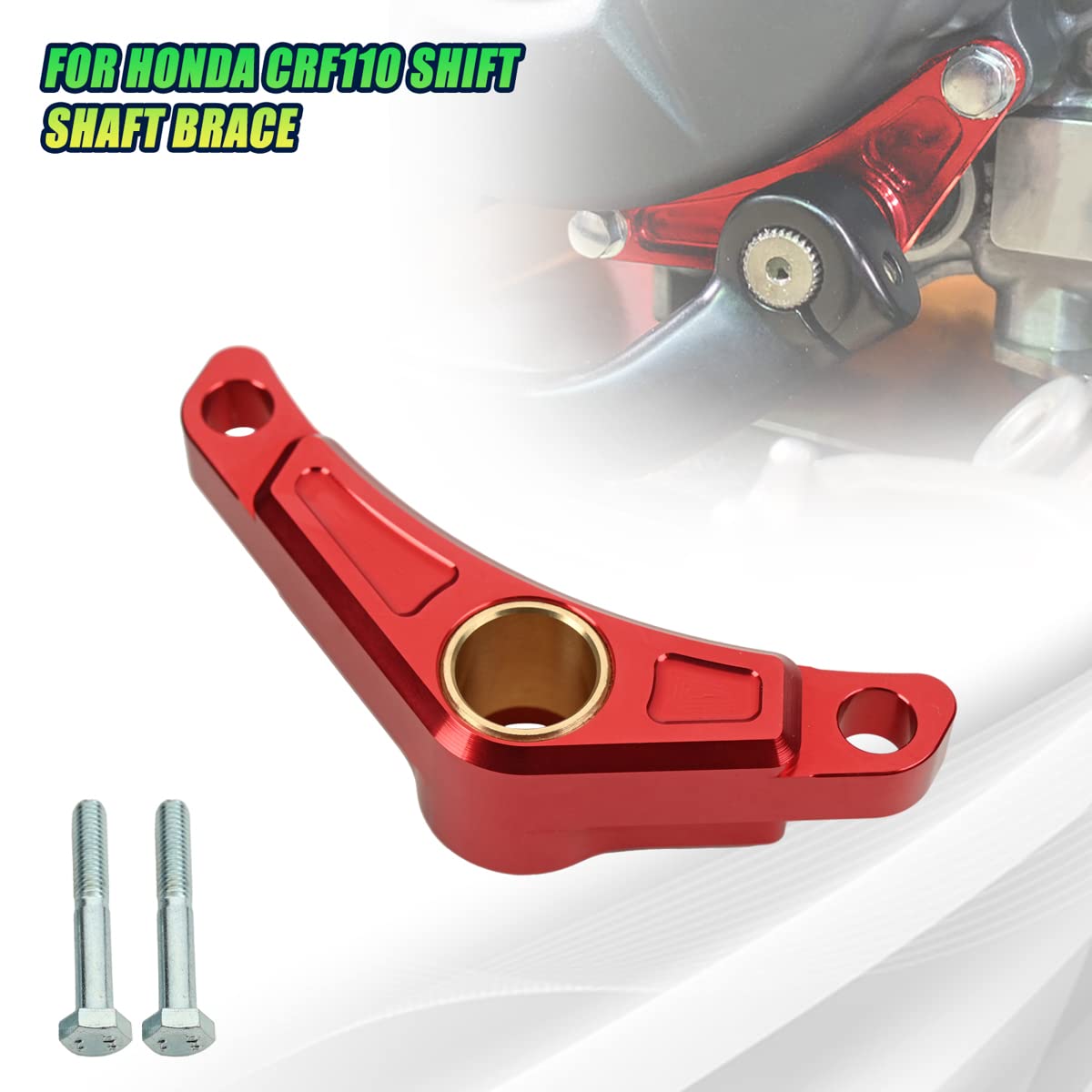 Canitu Red Shift Brace - CNC Aluminum Shifter Support for Honda CRF110 2013-2023 | Off-Road Riding