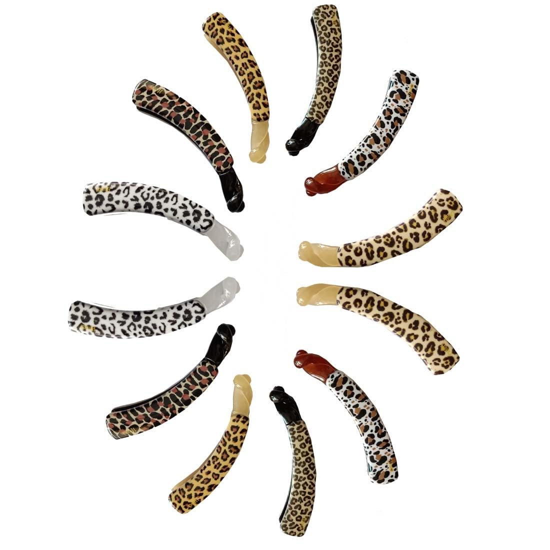 Cute Tiger Print Banana Hair Clips for Girls - 12 Pack - Fun Animal Hair Accessories for School, Parties & Everyday Style