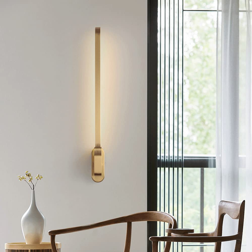 Minimalist LED Vanity Wall Light Fixture - Modern Bedside Wall Lamp with All Copper Body, 5W Wall-Mounted Sconce for Living Room, Hallway & Bedroom - Perfect for Ambient Lighting and Home Decor