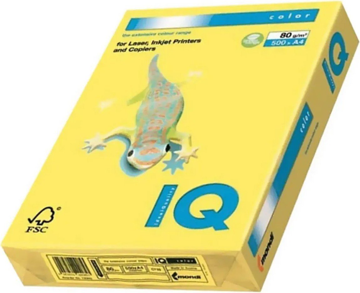 A4 80gsm IQ Intense Color Paper - 500 Sheets Canary Yellow | Premium Bright Printer Paper for Office, School & Creative Projects