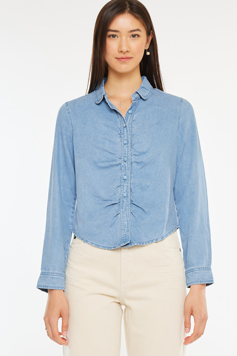 Evie Women's Fitted Long Sleeve Shirt - Slim Fit Button Down Blouse for Work & Casual Wear | Office, Date Night & Everyday Outfits