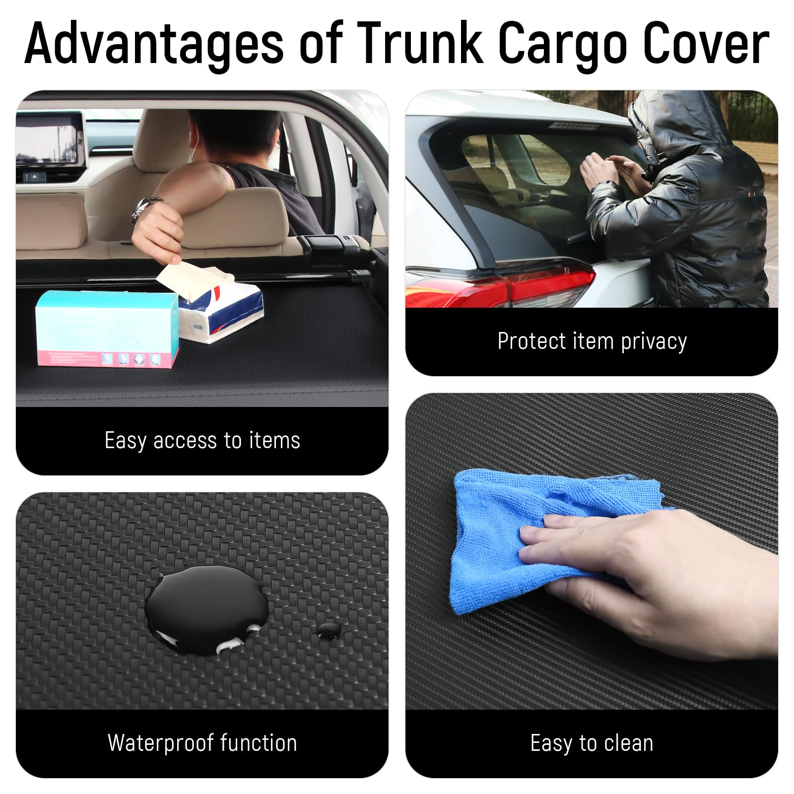 Acura RDX Cargo Cover 2019-2025 - Carbon Fiber Retractable Trunk Cover, Security Shield & Luggage Protector - Perfect for Road Trips, Grocery Hauling & Vehicle Security