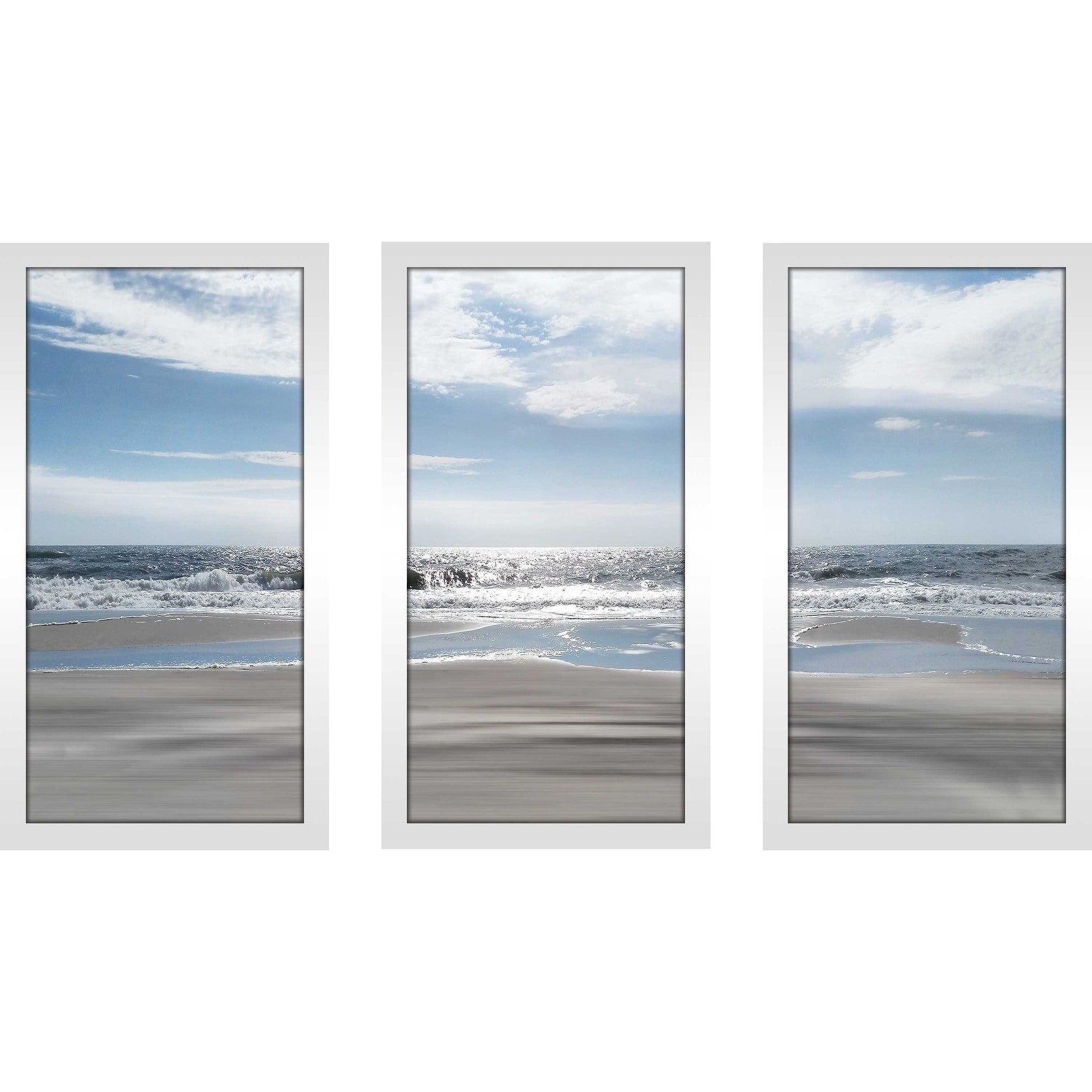 Beach Bliss by Ruane Manning - 3-Piece Coastal Art Print Set on Premium Acrylic - Perfect for Beach House Decor, Living Room Wall Art & Coastal-Themed Home Styling
