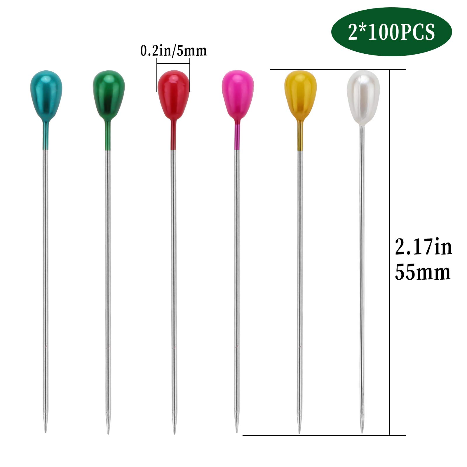 SAVITA 200pcs Teardrop Pearl Pins for Sewing, Crafts & Wedding Decor