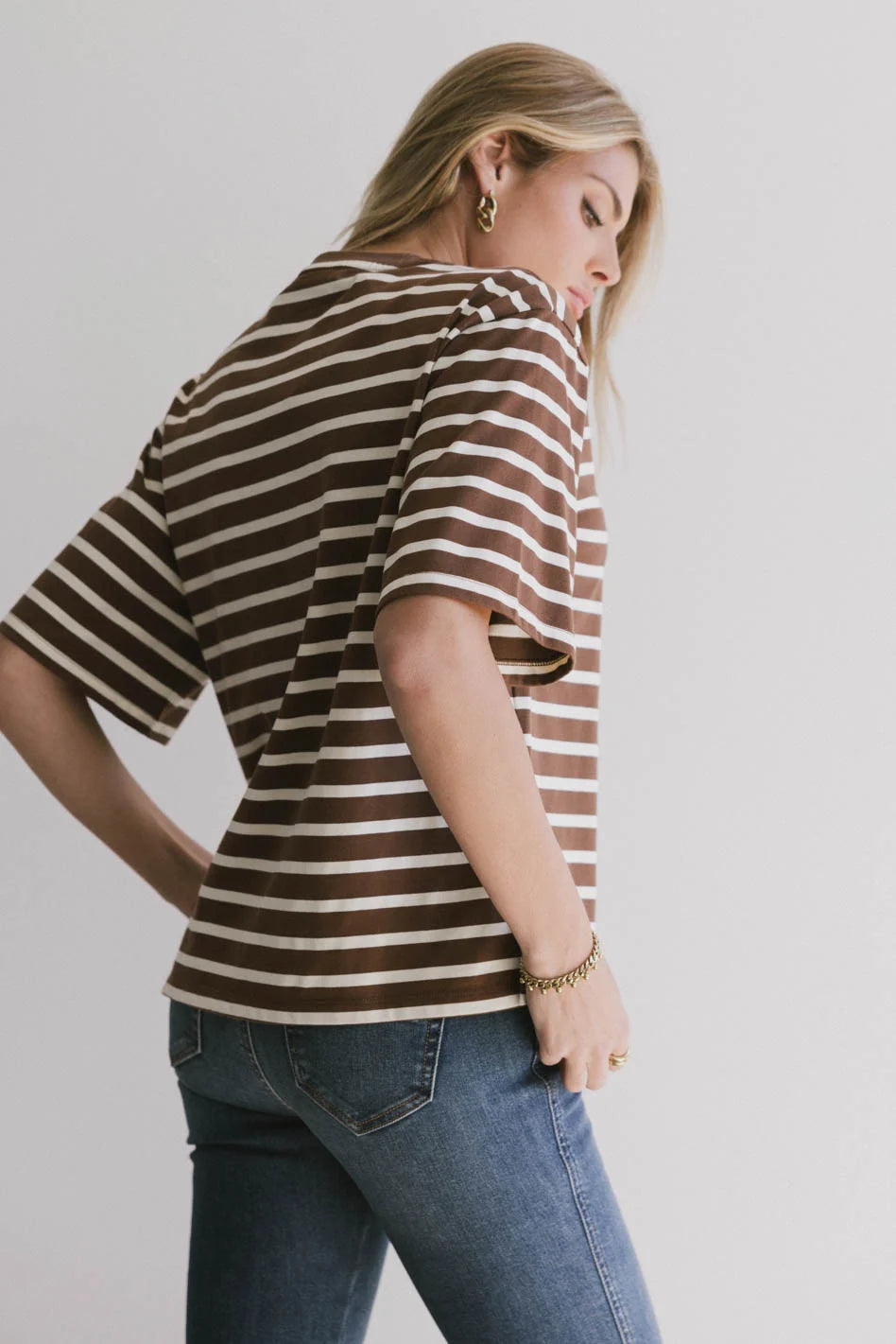 Freddie Striped Brown T-Shirt for Men | Soft Cotton Casual Tee | Perfect for Everyday Wear, Outings & Layering