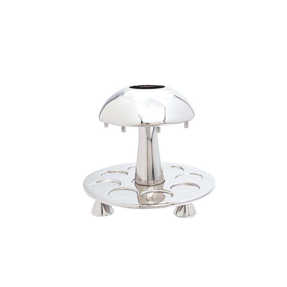 Hammered Nickel Kiddush Fountain with Cone Shaped Cups - Elegant Blue Ring Design for Jewish Holiday Rituals & Shabbat Celebrations