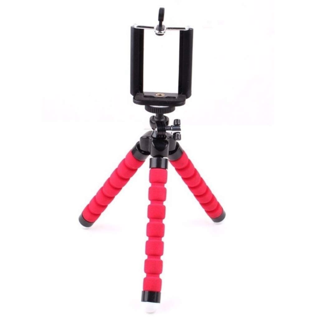 Portable Foldable Sponge Phone Tripod Holder - Red, Universal Mobile Phone Stand for Vlogging, Live Streaming & Photography