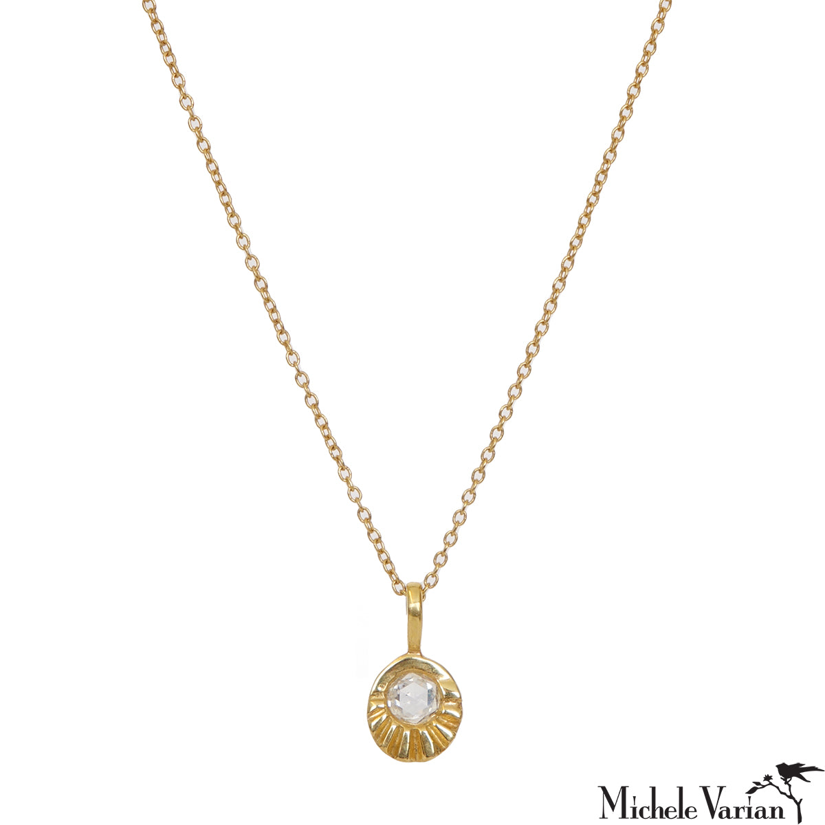 14K Gold Rose Cut Diamond Sunrise Pendant Necklace for Women - Elegant Bridal Jewelry, Anniversary Gift, Valentine's Day Present
