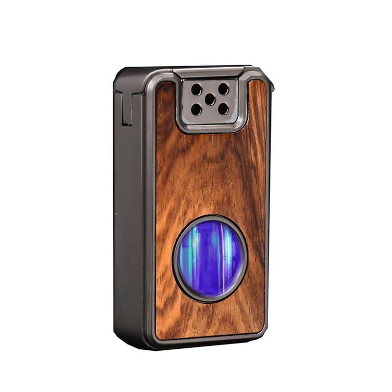Vintage Windproof Kerosene Lighter with Voice Activation & Wood Inlay - Adjustable Soft Flame, Visible Oil Tank, Reusable Metal Lighter - Perfect Gift for Men, Camping, Hiking & Outdoor Adventures