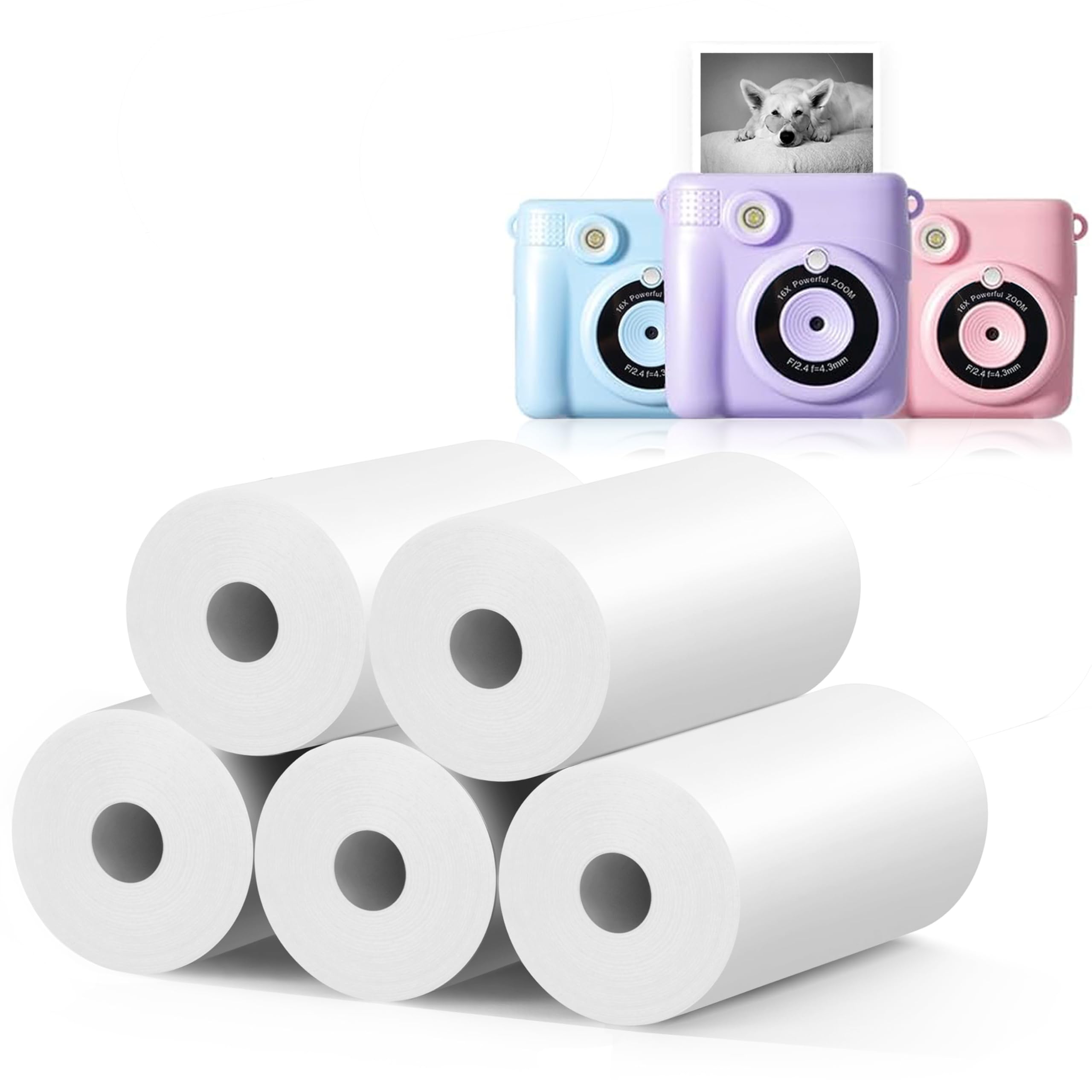 MIARALA 5-Pack Instant Print Camera Refill Paper for Kids - HD Photo Paper Compatible with Kidizoom & Most Children's Instant Cameras - Perfect for Birthday Parties, Travel Memories & Creative Projects