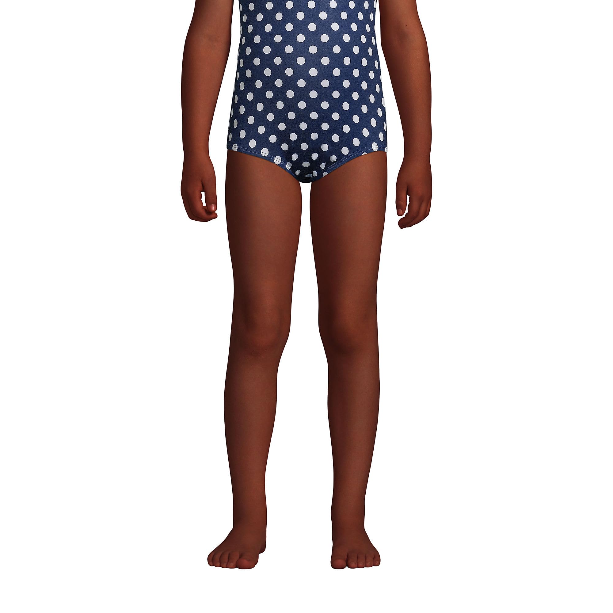 Lands' End G One Piece Sport Swimsuit for Kids - Deep Sea Navy Shadow Dot - Size 12 | Perfect for Swimming Lessons, Beach Vacations & Pool Parties