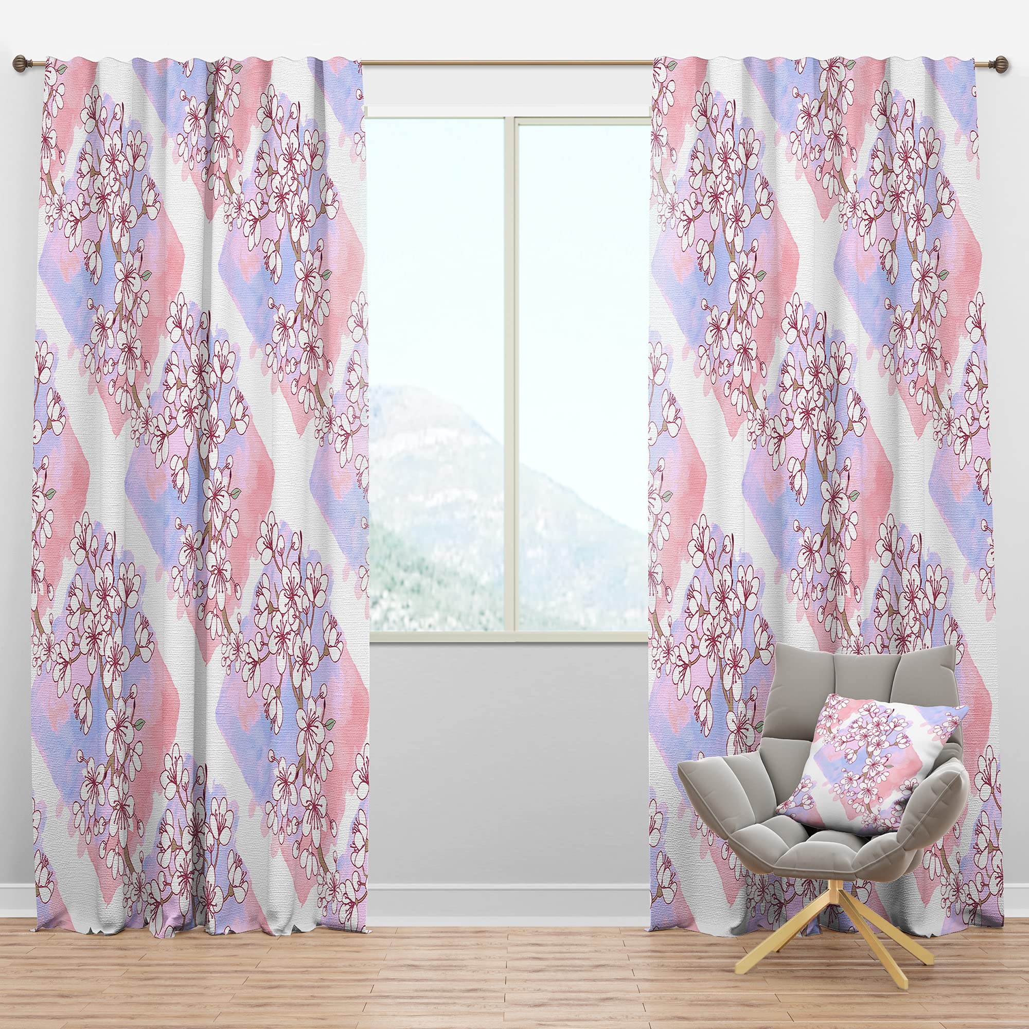 Retro Pink Floral Blackout Curtains - Thermal Insulated Bedroom & Living Room Drapes - Single Panel 52x63 Inches - Perfect for Light Blocking, Privacy & Home Decor